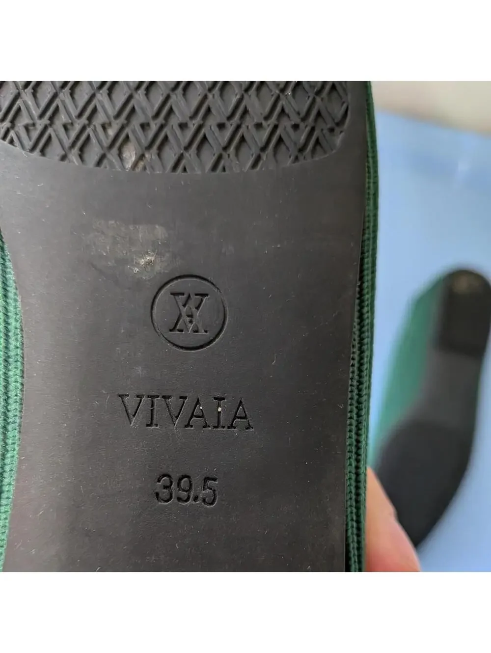 VIVAIA Margot Olive Green Square Toe Knit Ballet Flats Washable Womens Size 8.5